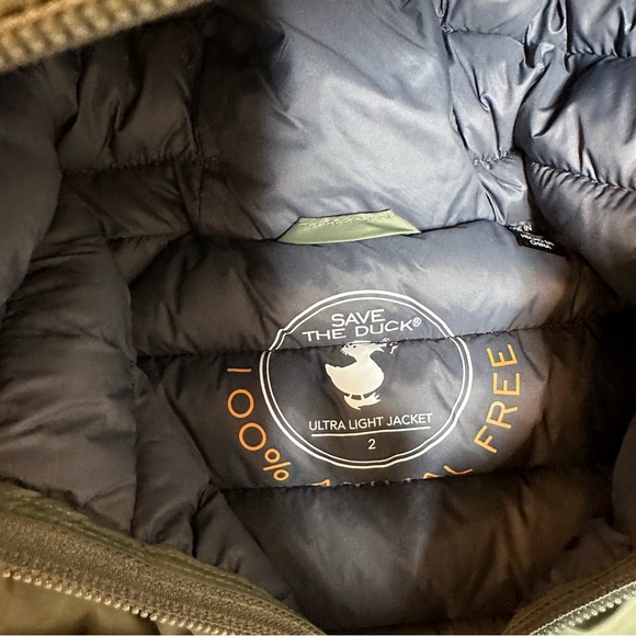 NWT Save the Duck Kids' Dony Puffer Coat Hooded Green Size 2T - Picture 5 of 6